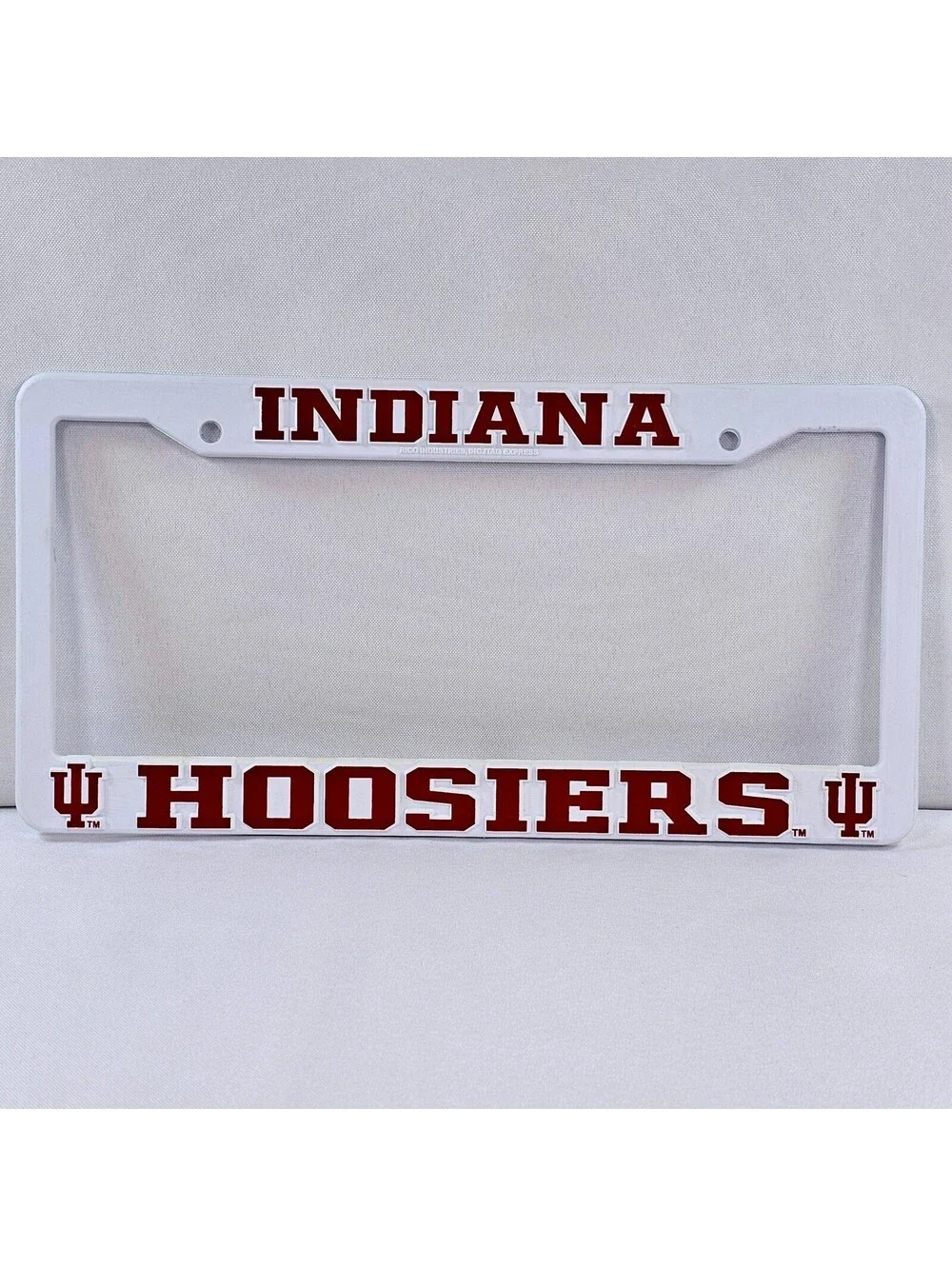 Indiana Hoosiers License Plate Frame Rico Industries White Crimson NCAA IU New